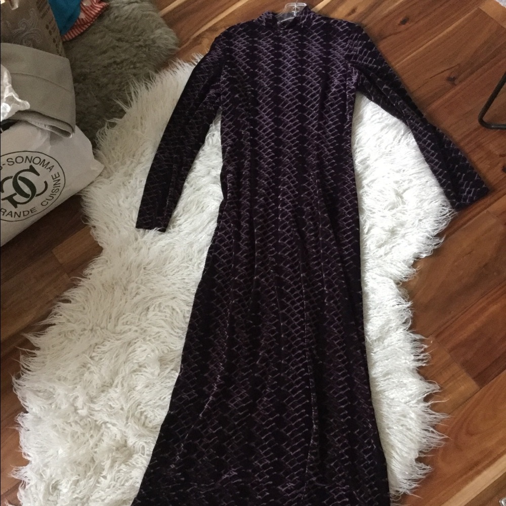 Full length purple velvet dress